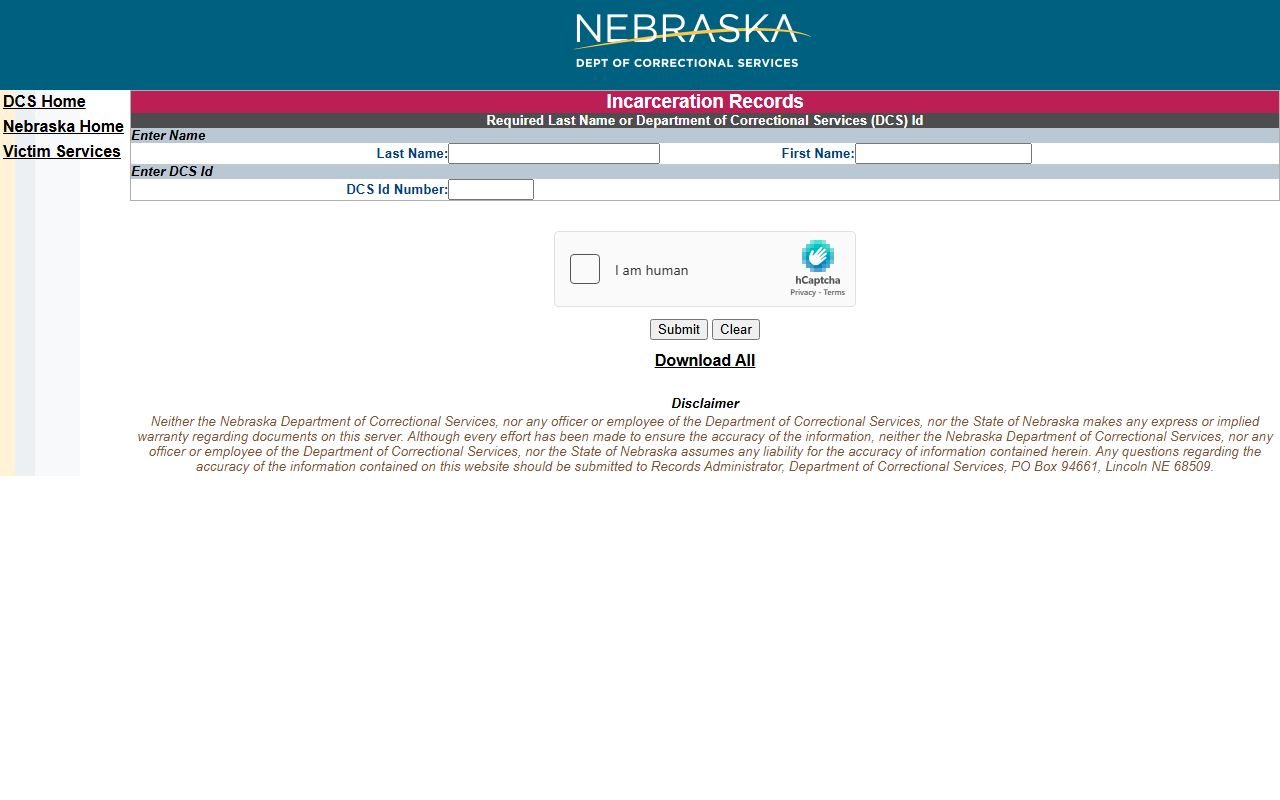 NDCS inmate locator for Sherman County state prison inmate lookup